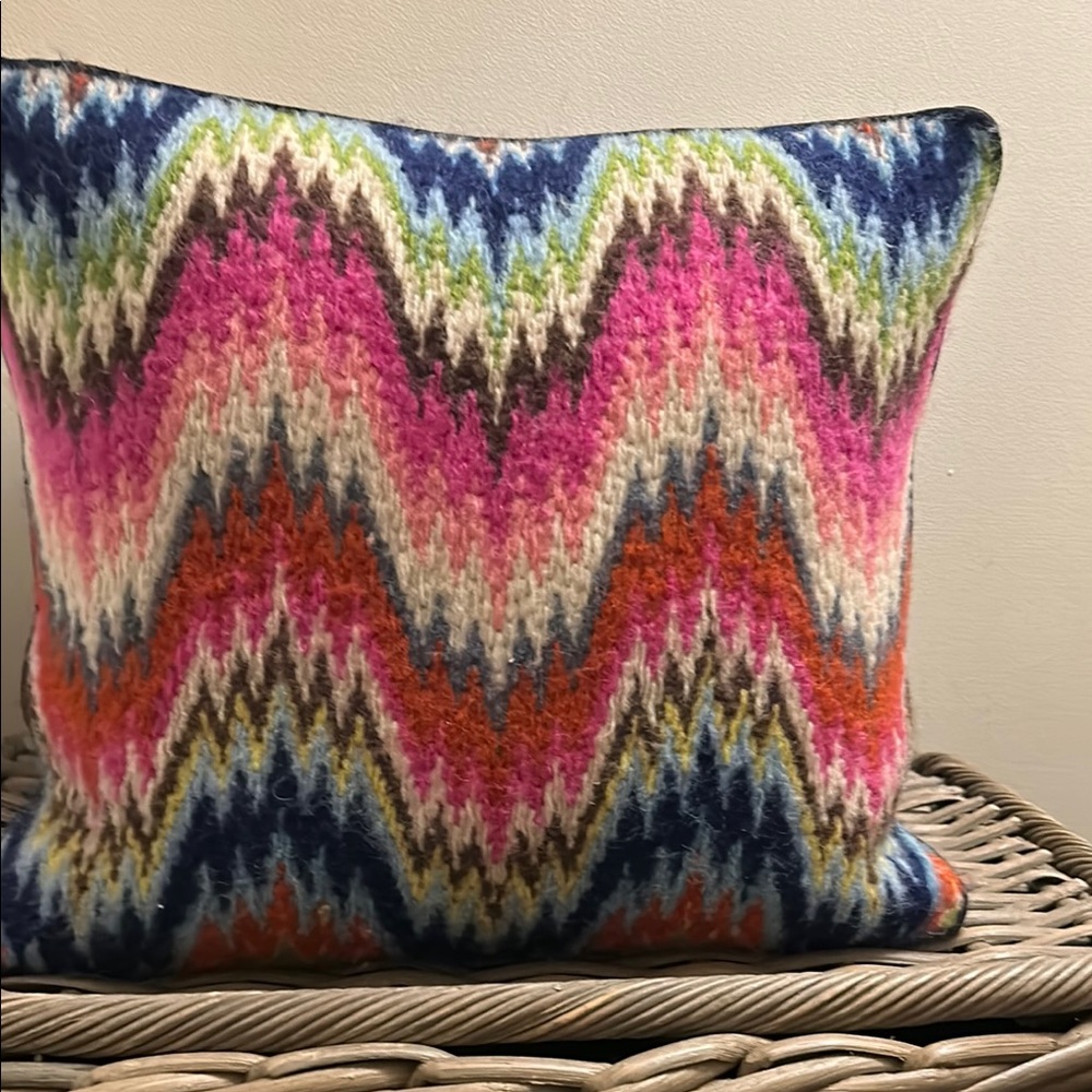 Jonathan Adler Pink and Blue Chevron Accent Pillow